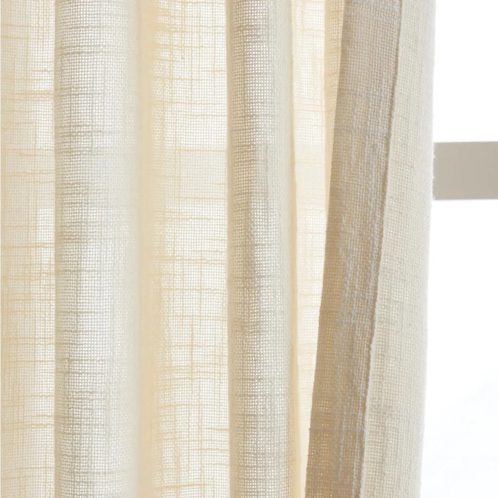 QUINCE Cotton Sheer Curtain Set 2 Panels Ivory